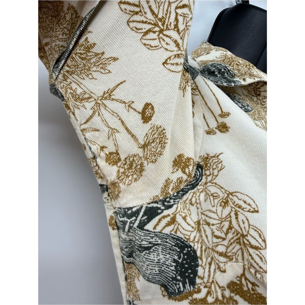 Anthropologie Girls from Savoy Alary Corduroy Shirt Dress | Cream Bird Print | 2 - Picture 8 of 8